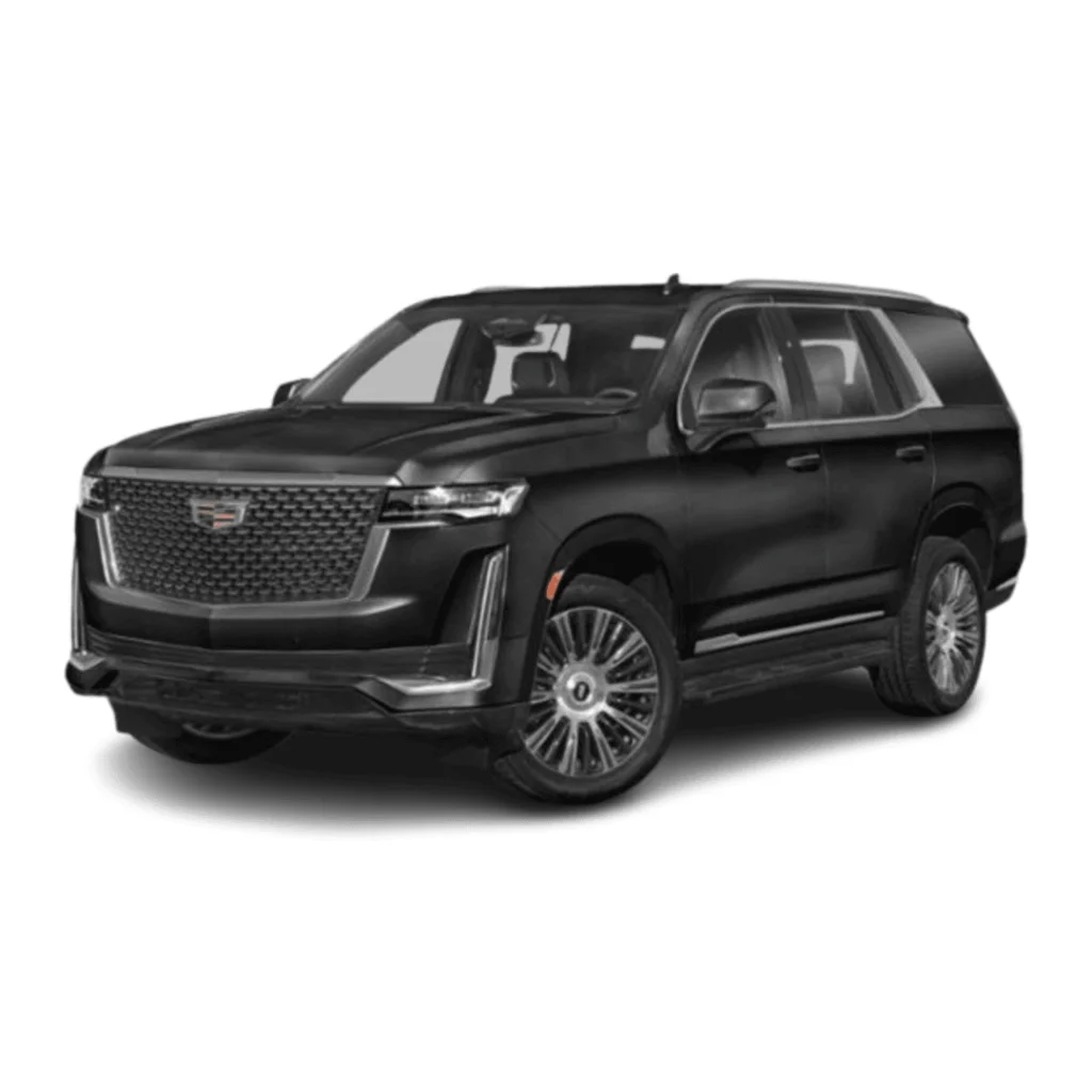 Cadillac Escalade available for Airport Limo Service Toronto, comfortably seating 7 passengers with space for 6 bags, perfect for luxury transportation.